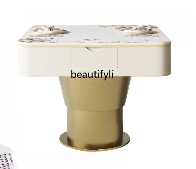 

Slate three-purpose mahjong table, modern home living room multi-functional lifting integrated coffee table dining table