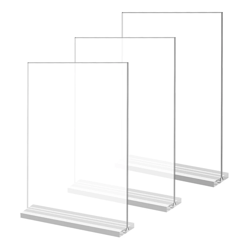 

3Pack 21X29.7CM Acrylic Sign Holder Double-Sided Vertical Display Stand For Restaurants, Office, Store