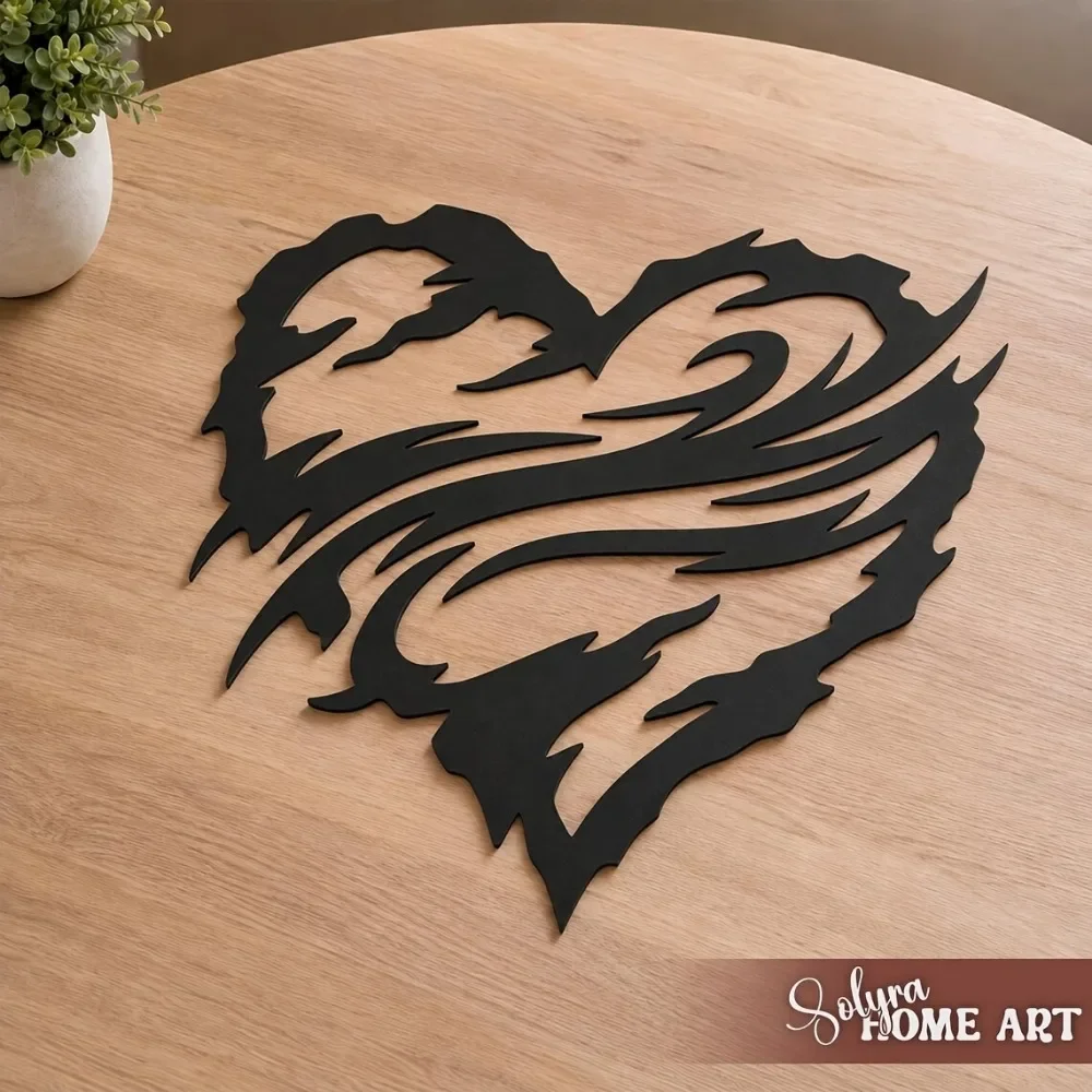 CIFBUY Tribal Abstract Heart Metal Wall Art Sign Iron Decor Rustproof Waterproof Indoor Outdoor Garden Patio Home Decoration