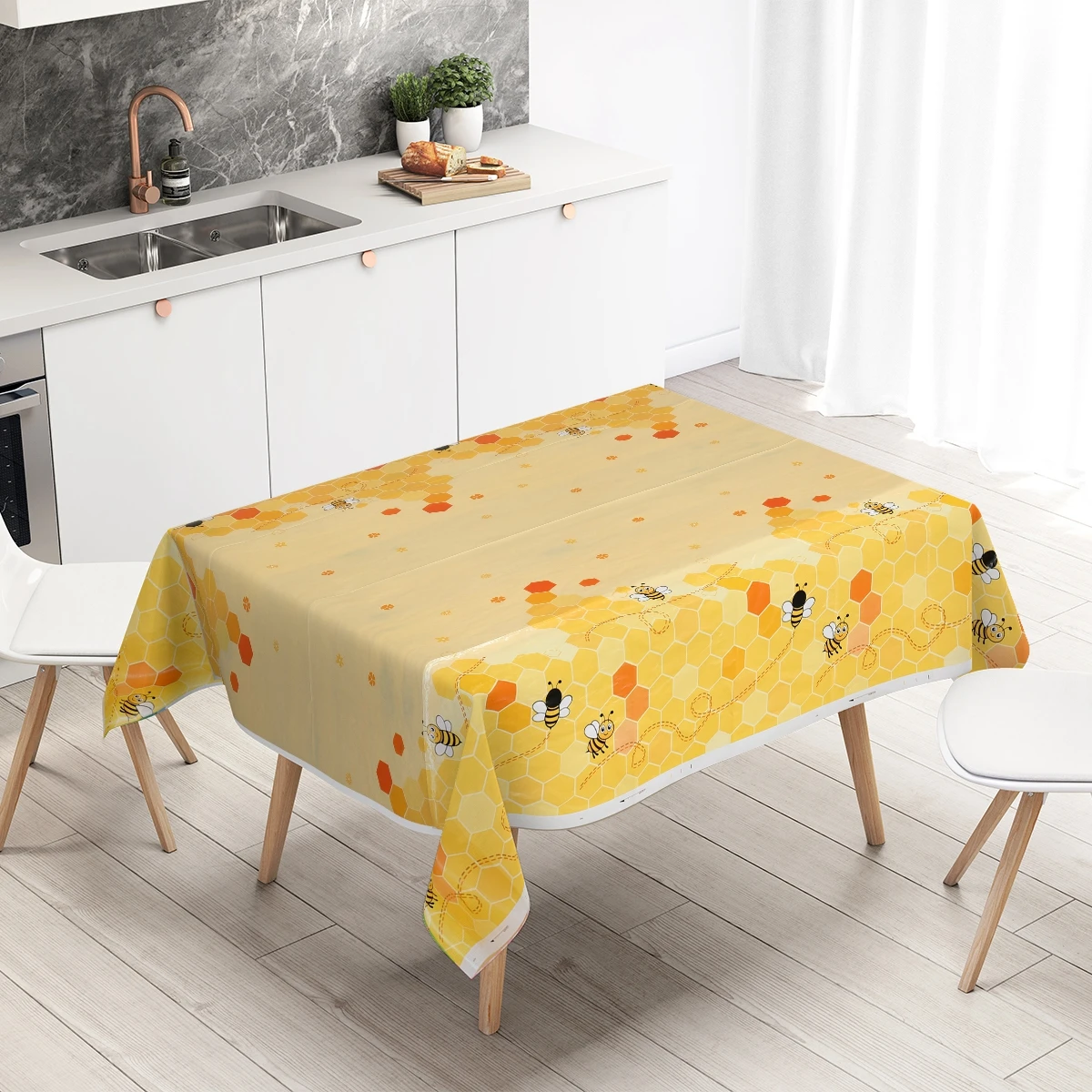 Mantel de PE con temática de colmena de abejas, decoraciones para fiesta de feliz primer cumpleaños, cubierta de mesa de
