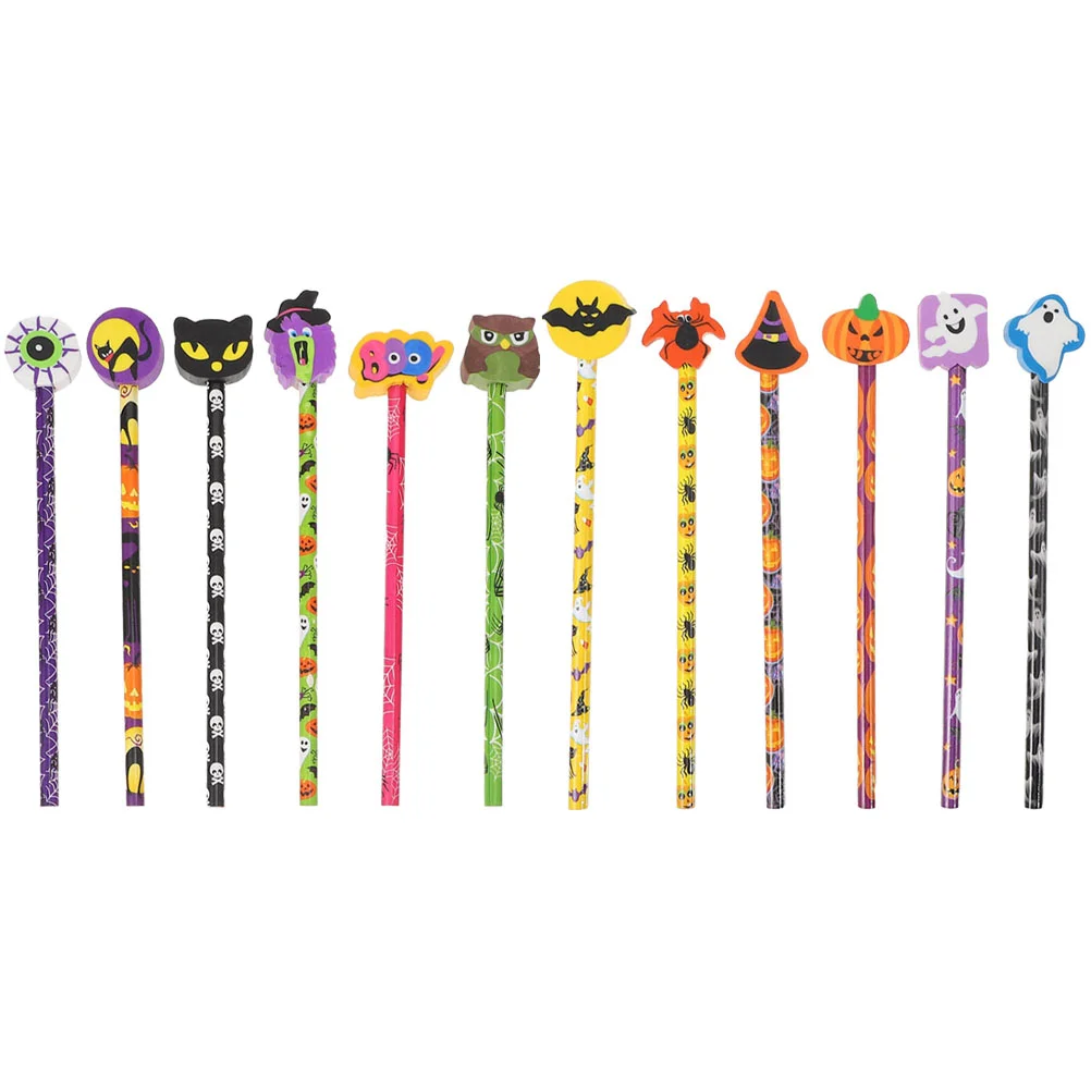 Halloween Halloween Pencils Bulk Eraser Topper Pumpkin Ghost Witch Colorful Stationery Gift Prize Office Classroom Party Favors