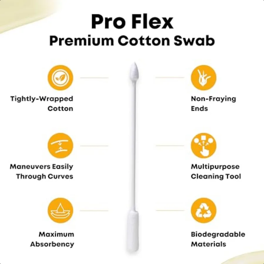 TerpTitans Pro Flex Hisopos de algodón flexibles de 5 pulgadas Paquete de 2 puntas de barril para una absorción máxima y puntas de punta fina para espacios apretados