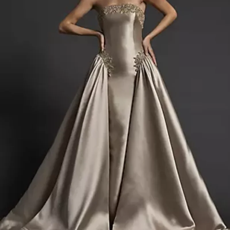 

Luxury Couture Jeweled Mikado Sheath Gown with Detachable Overskirt – Gala & Special Occasion Dress 2025