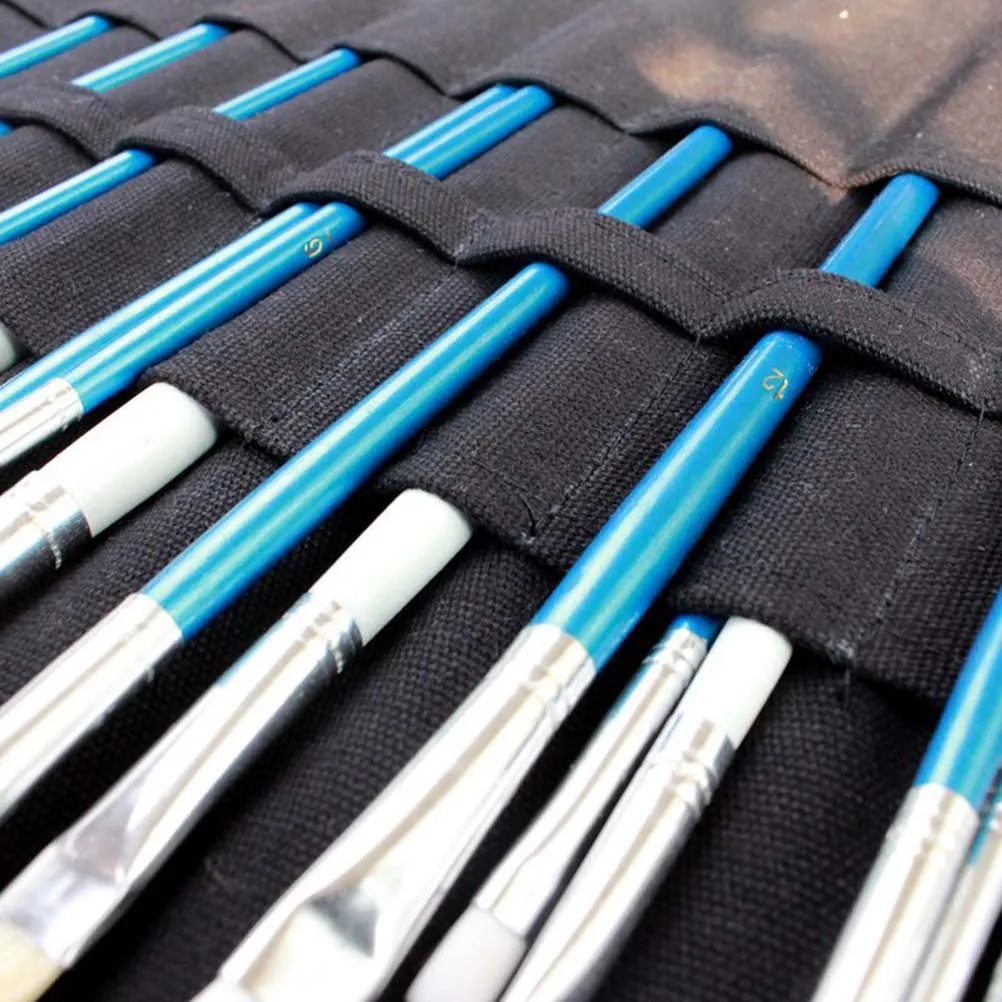 

20 Slots Holder Artist Brush Holder Durable Canvas Pouch Rollup Storage Artist Brush Case Paintbrush Storage Solution