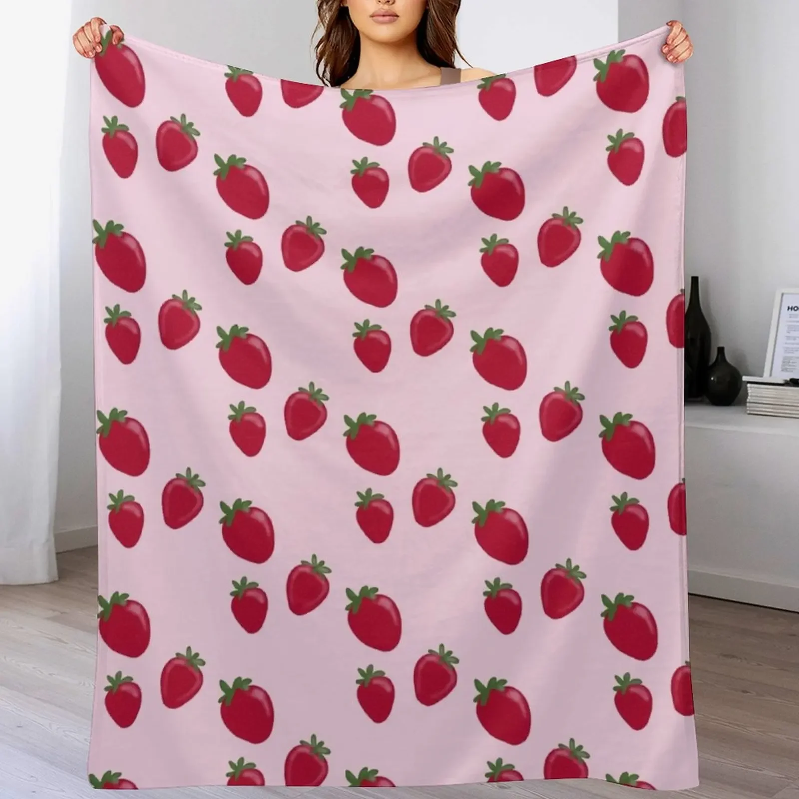 

Strawberries Throw Blanket Soft Warm Blanket Gift for Men Women Adults