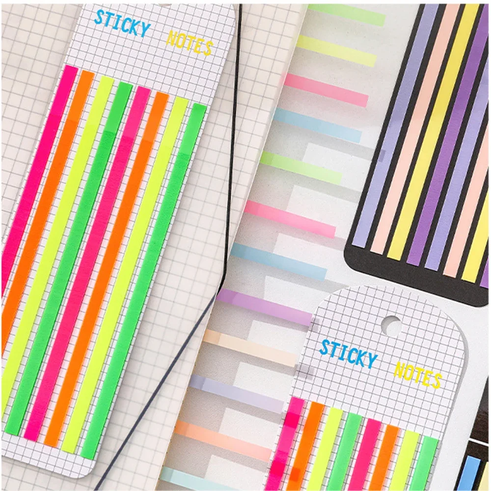 160Pcs Colourful Fluorescent PET Long Slim Stripe Index Stickers Student Focus Marking Classification Stickers Memo Stationery