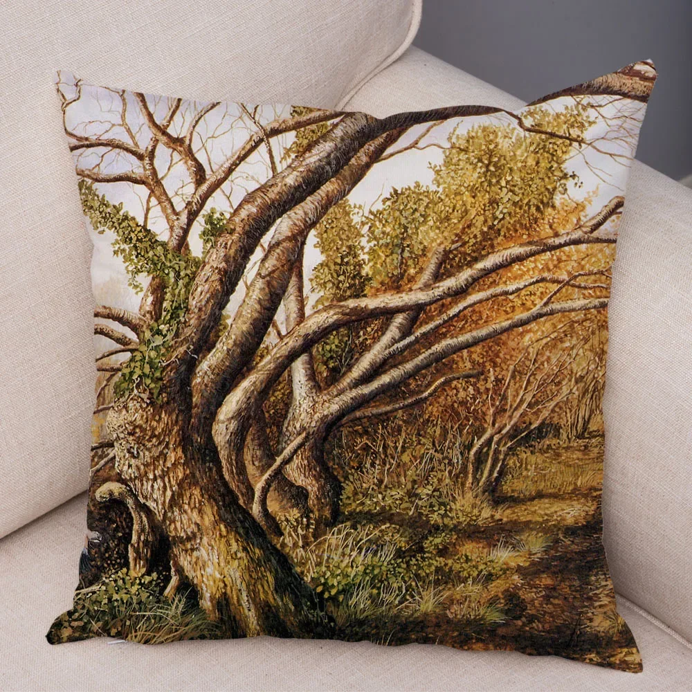 Bedroom Sofa Car Cushion Cover Cartoon Animal Colorful Fox Bird Squirrel Home Office Decoration Pillow