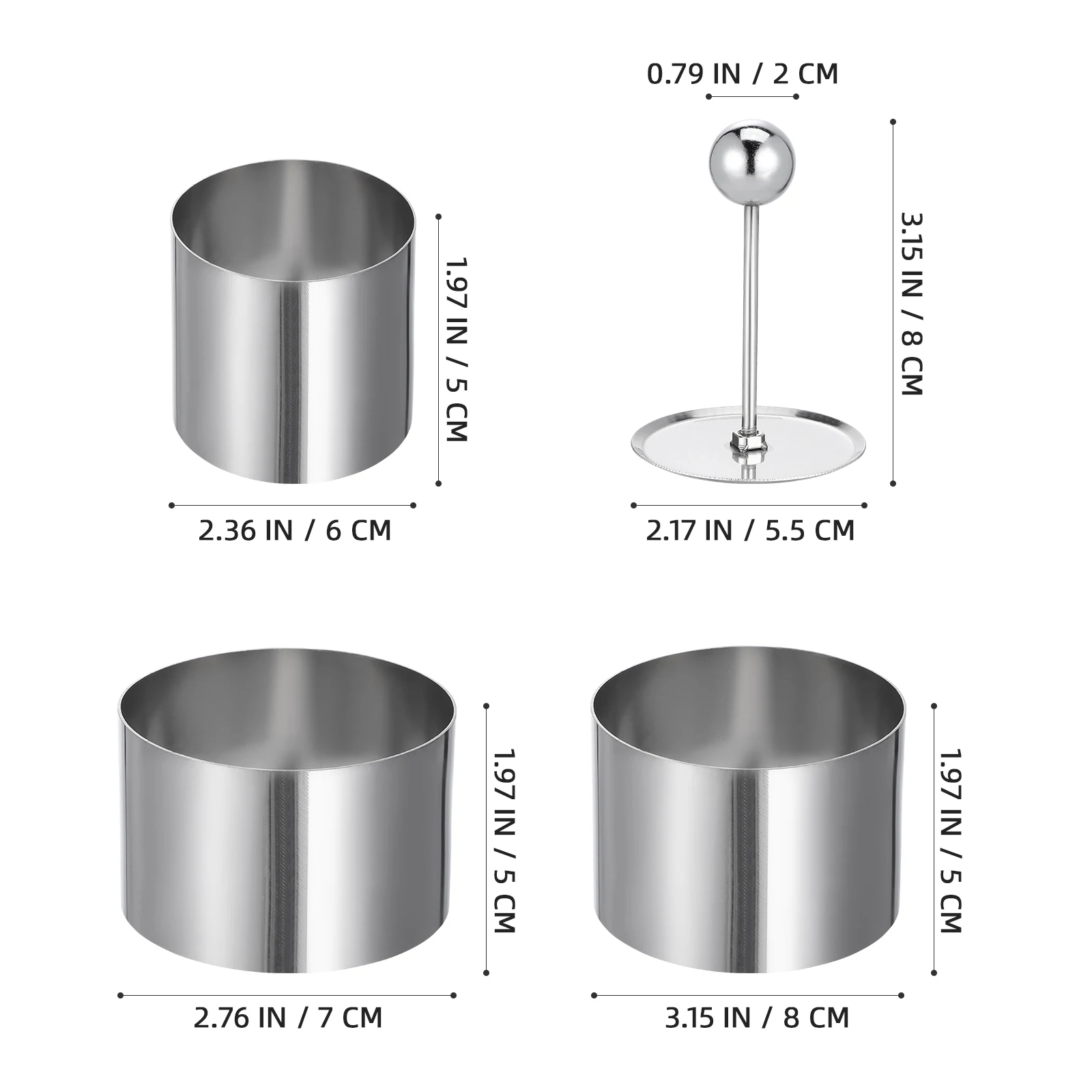 

3 Pcs Round Cold Dish Mold Stainless Steel Kitchen Utensils Circle Molding Shaper Easy Clean Lightweight Practical