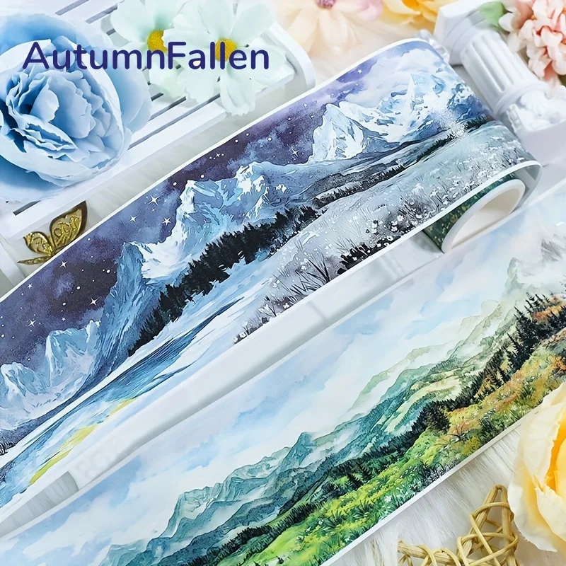 2m/Roll Four Seasons Mountains Washi Tape Scenery Masking Tape Decorative Adhesive Sticker For Planner Scrapbooking DIY Journal