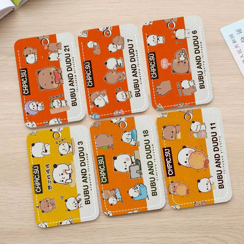 DUDU و BUBU 1 قطعة بولي Leather حامل بطاقة جلدية المفاتيح حلقة رئيسية قفل الباب الوصول العلامات بطاقة الهوية حافظة المفاتيح بطاقة #1