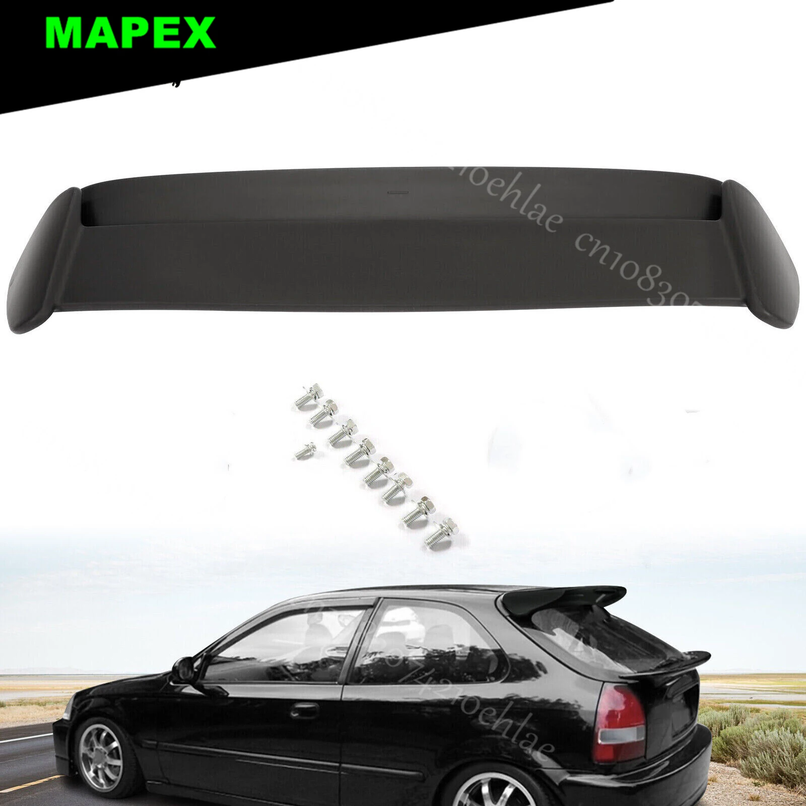 Rear Roof Spoiler Wing Black Painted For Honda Civic 96-00 Hatchback JDM R Style