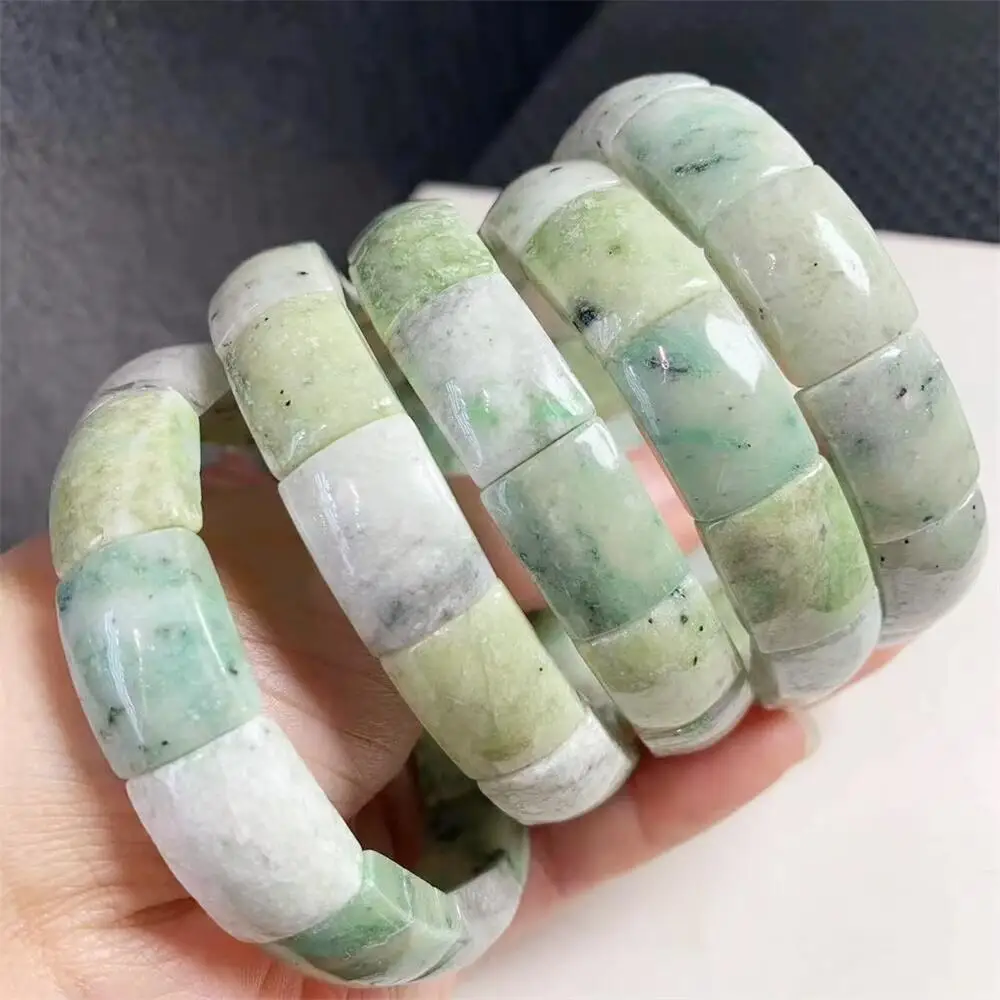 14MM Natural Jadeite Jade Bangle Handmade Reiki Crystal Fortune Energy Mineral Woman Amulet Jewelry Gift