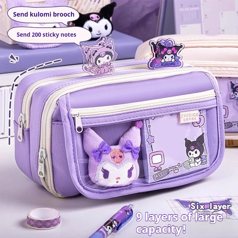 Imagem -02 - Kuromi Sanrio Estojo Lápis para Meninas do Ensino Médio Júnior Estudantes do Ensino Fundamental Grande Capacidade Appearanc Novo