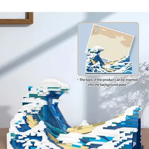 Panasy Kanagawa Surf Puzze, Ukiyo-E, Building Block, Trang trí, Đồ chơi sáng tạo, Bức tranh nổi tiếng thế giới, Quà tặng Bán hàng vinyl Lego chính - 5