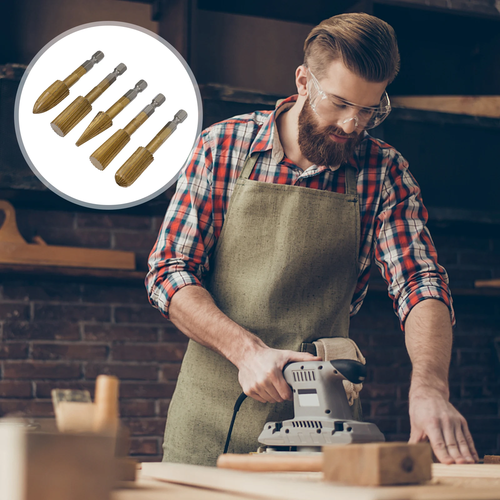 

5Pcs High-Speeds Steel Rotary Burr File Set 6.35mm Hexagon Handle for Woodworking Engraving Drilling Beveling Grooving Reaming