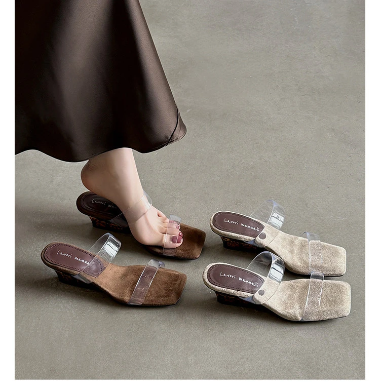 Sandales transparentes style influenceur, nouvelles chaussures d'été à talon haut, style français, à bout ouvert et carré, à bride unique, en petite série