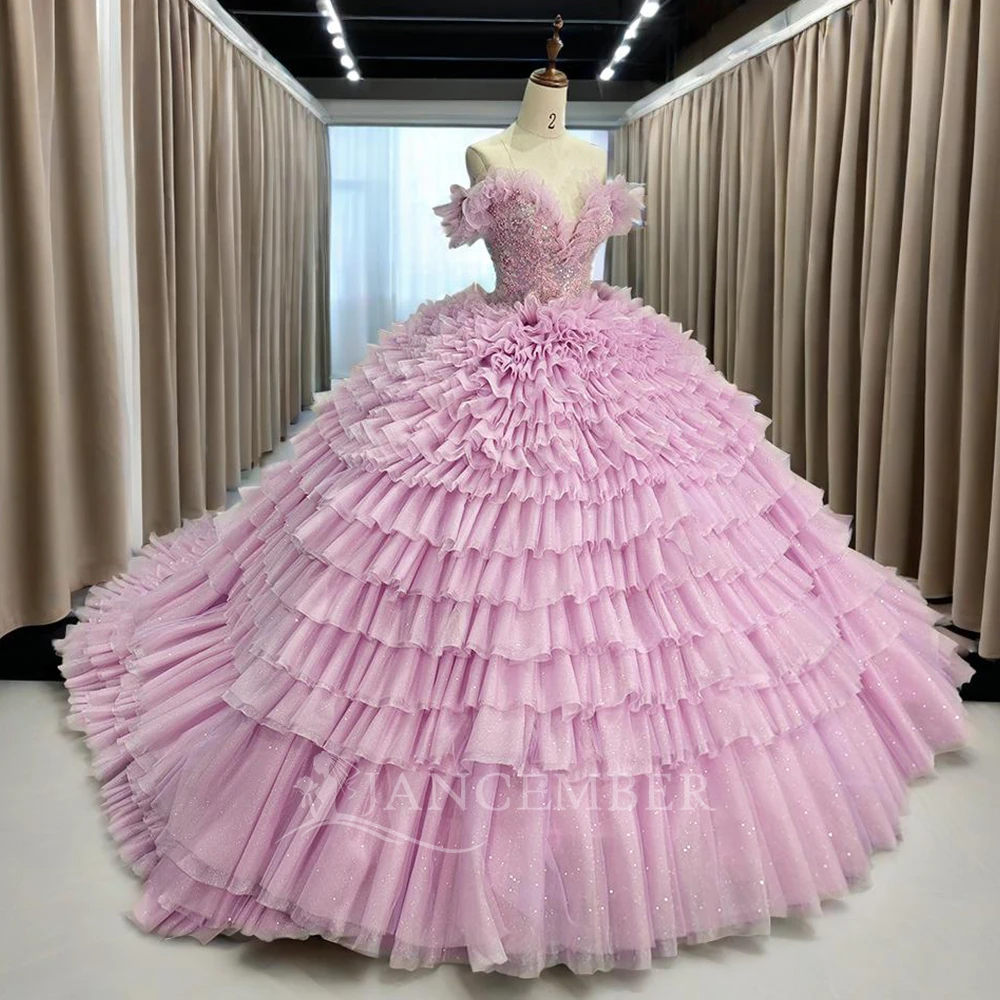 

Charming Crystals Quinceanera Dress V-neck Ball Gown Lace Up Appliques Corest Party Dress Customized vestidos de quinceañera