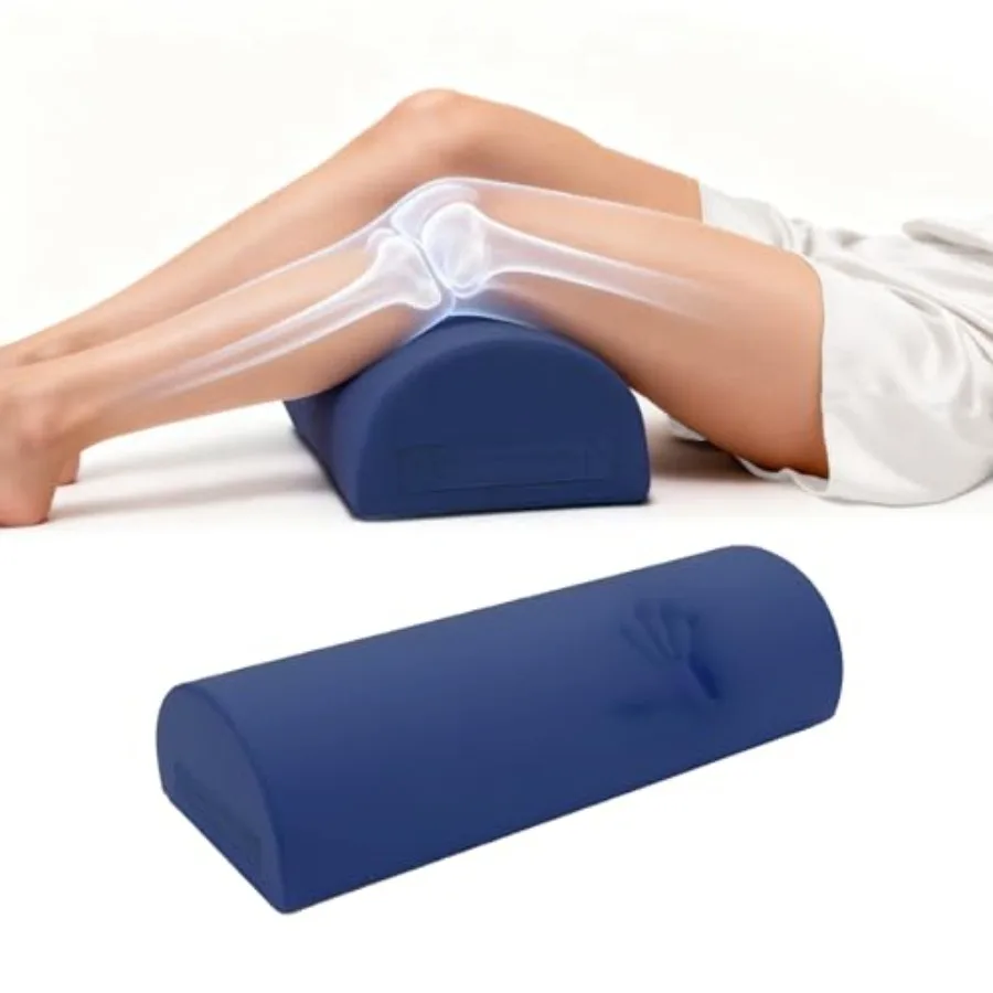 

Knee Pillow for Back Sleeping - Half Moon Under Knee Pillow for Sleeping on Back - Memory Foam Bolster Pillow for Legs Support