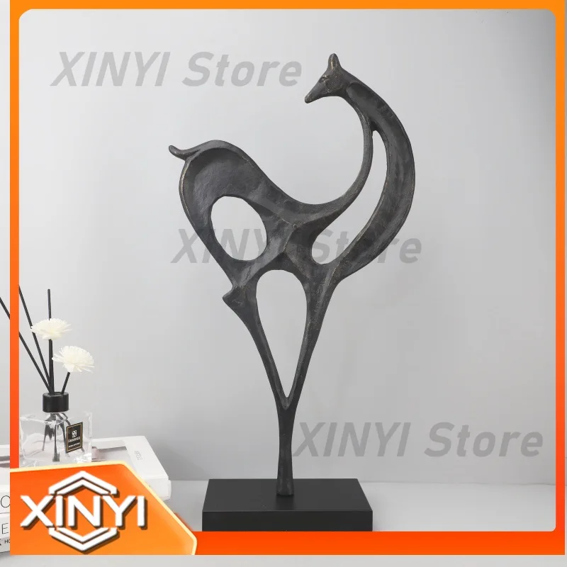 Modern Minimalist Geometric Metal Abstract Horse Animal Sculpture Decor for Home Living Room Hotel Entrance Interior