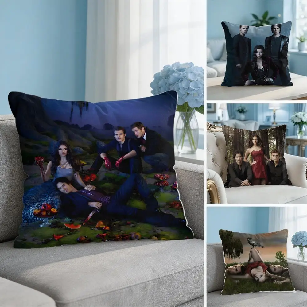V-Vampire Diaries Tv Series Cushion Cover Soft Short Plush Throw Pillow Cover Hidden Zipper Cutecore Sofa Bedroom Home Decor