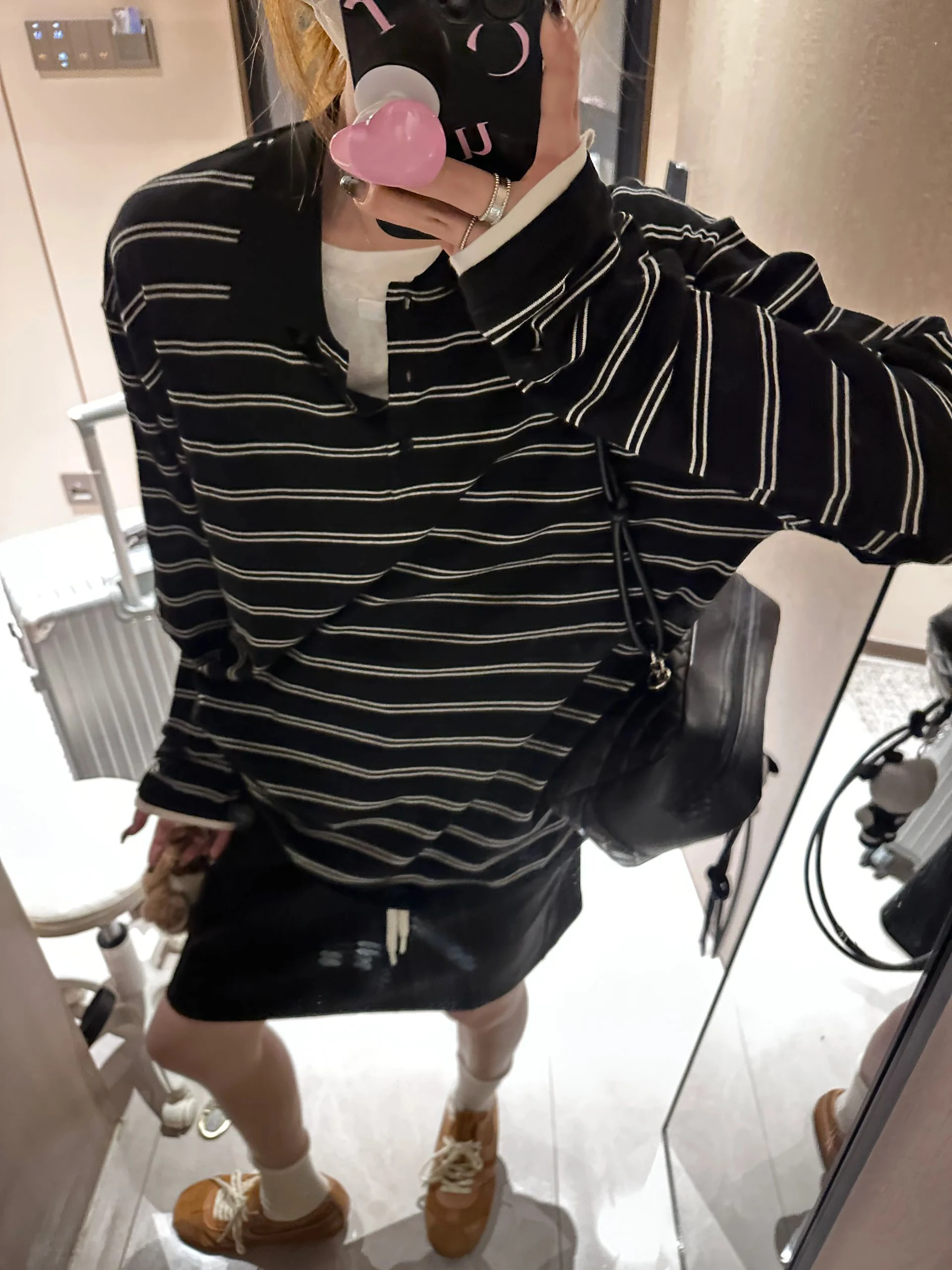 

Женская свободная тонкая футболка в американскую полоску Ne Long Sve в стиле ретро, весенне-осенняя основа, повседневная футболка для поездок на работу