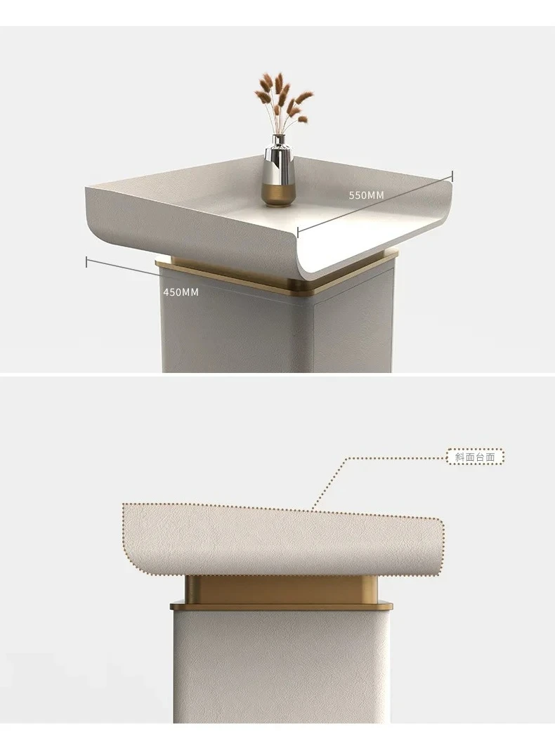 X18 Кожаный стол регистрации, легкая роскошная стойка регистрации компании, приветственная стойка, простая и современная информационная стойка