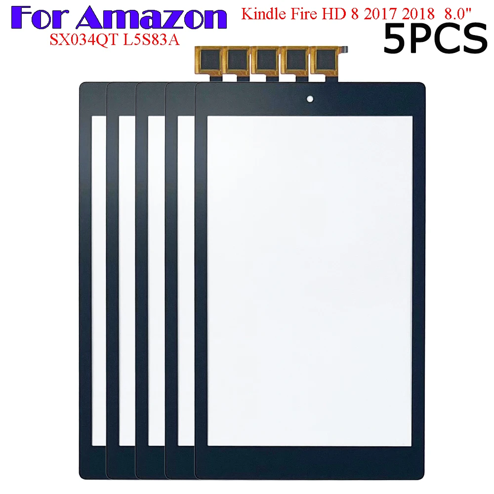 

5PCS For Amazon Kindle Fire HD 8 2017 2018 7th 8th Gen 8.0" SX034QT L5S83A Touch Screen + OCA LCD Front Glass Panel Replacement