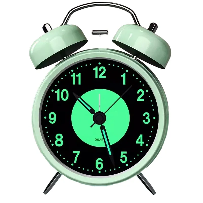 

Retro Metal Twin Bell Alarm Clock with Night Ligh Silent Non-ticking Luminous Quartz Analog Desk Clocks