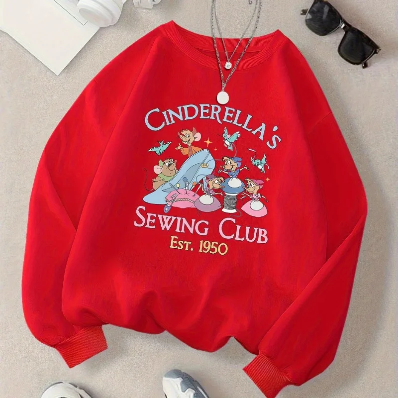 ديزني سندريلا الخياطة نادي ريترو 1900 نمط المرأة هوديي شتاء جديد غير رسمي موضة الرجال والنساء ملابس الشارع #2