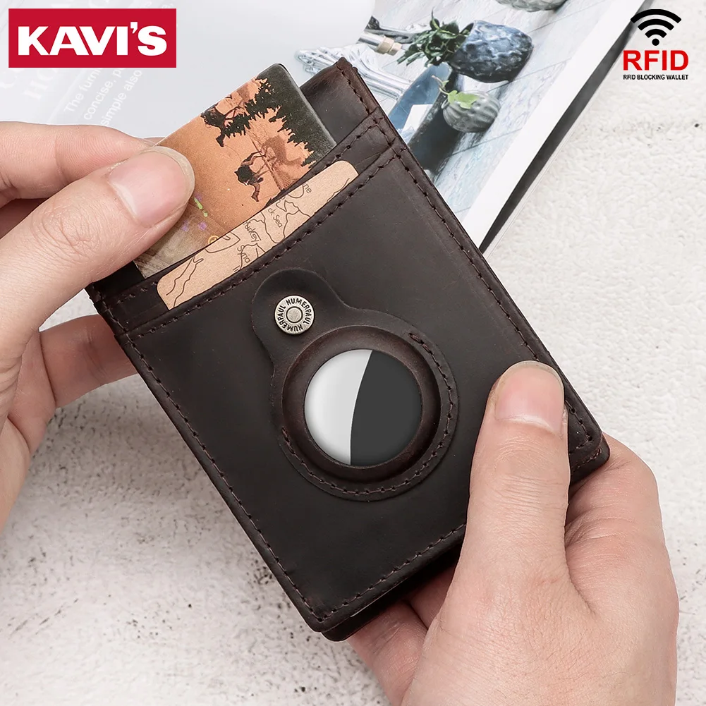 محفظة بمشبك نقود من KAVIS للرجال بفتحات حامل بطاقة الائتمان النحيفة RFID مع حامل Airtag ثنائي الطي وجيب أمامي للرجال بسيط #2