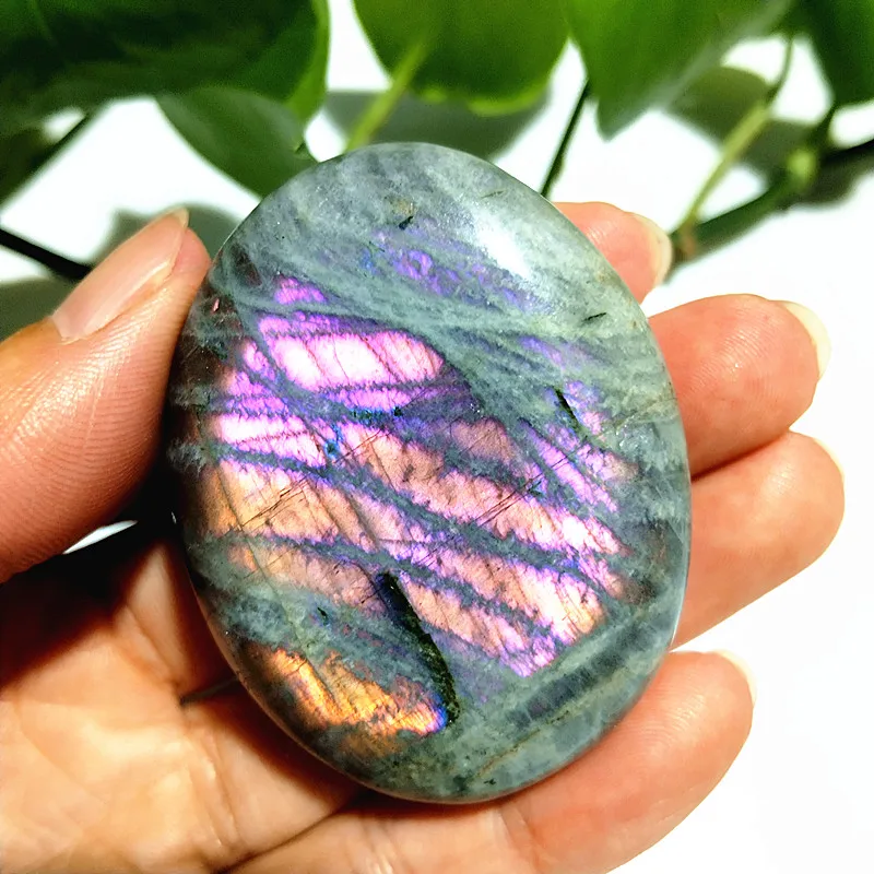 Natural Purple Labradorite Crystal Palm Stone Room Decor Gemstone Labrador Ornament Sorcerer Chakra Spiritual Meditation Healing