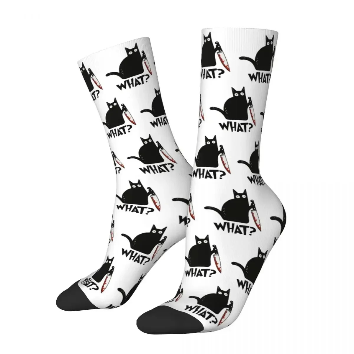 Cat What Murderous With Knife Gift Premium Socks Sweat Absorbing Stockings All Season Long Socks for Unisex Gifts