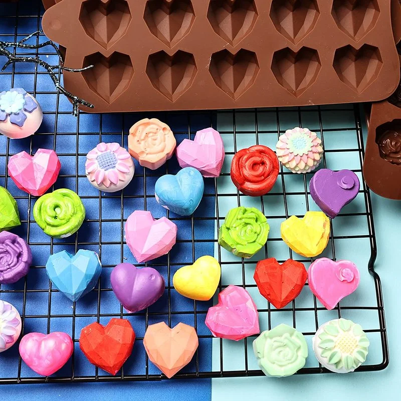 Heart-shaped Chocolate Mold Pentagram Easter Egg Cylinder Rose Silicone Mold DIY Chocolate Candy Ice Cube Baking Tool