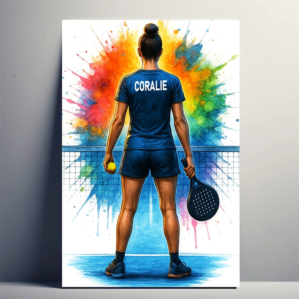 

Personalized Padel Poster with Name Poster Custom Sports Player Poster Prints Canvas Painting Home Bedroom Decor Sports Gifts