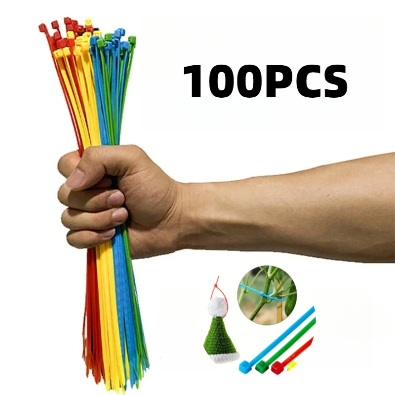 

100PCS Nylon Cable Ties - Colored Self Locking Rope Nylon Cable Ties with Adjustable Tightening Rings Suitable for Home Offices
