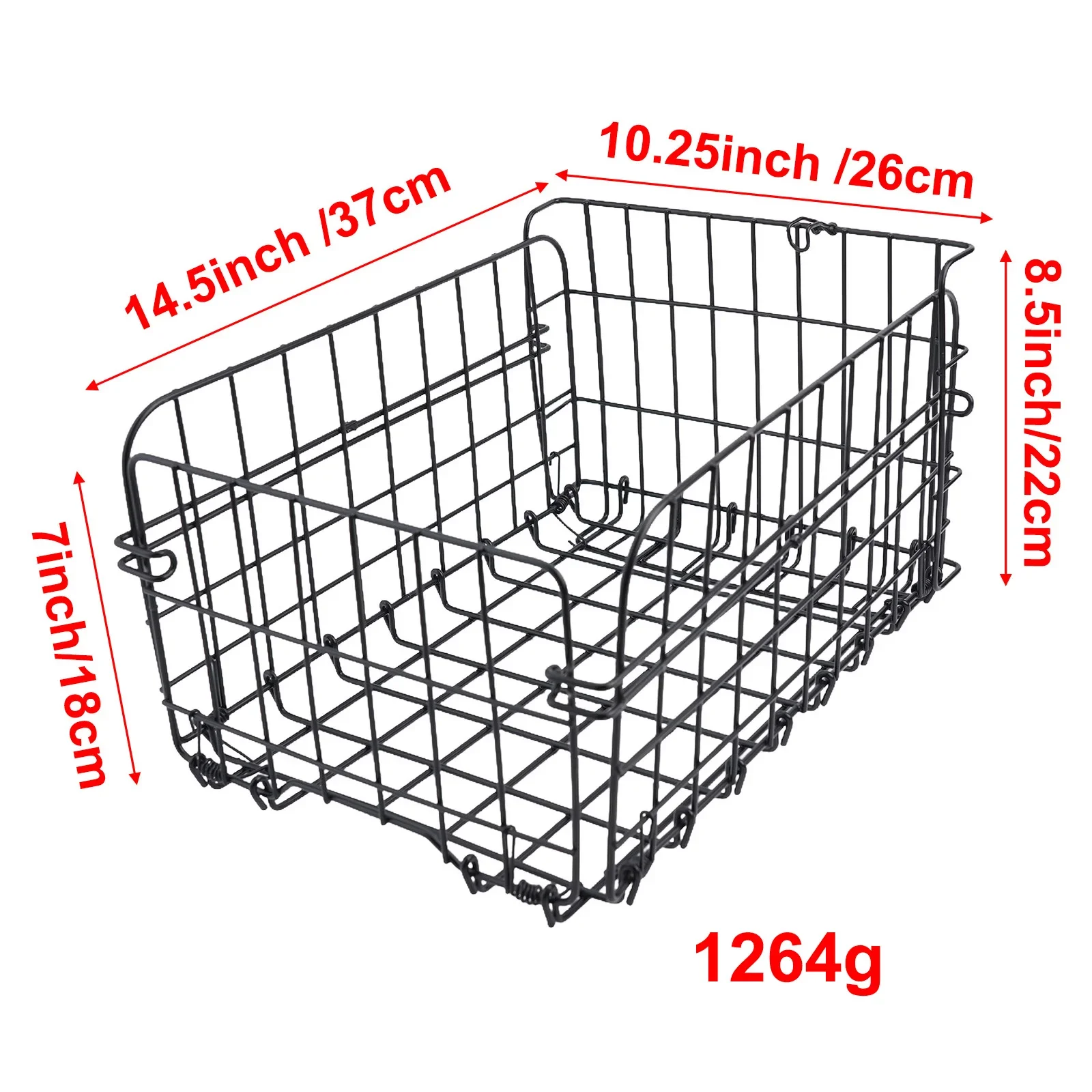 Basket Cargo Foldable Steel Wire Steel Frame Stacking Basket Bike Rear Cargo Black Black Convenient For Storage