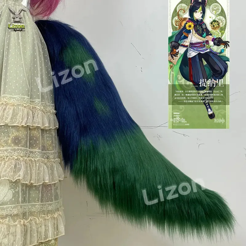 

CyGame Genshin Impact Tighnari Moving Tail Tighnari Ears Hairhoop Clip Tighnari Earrings Ears Furry Animal Wagging Tails Green