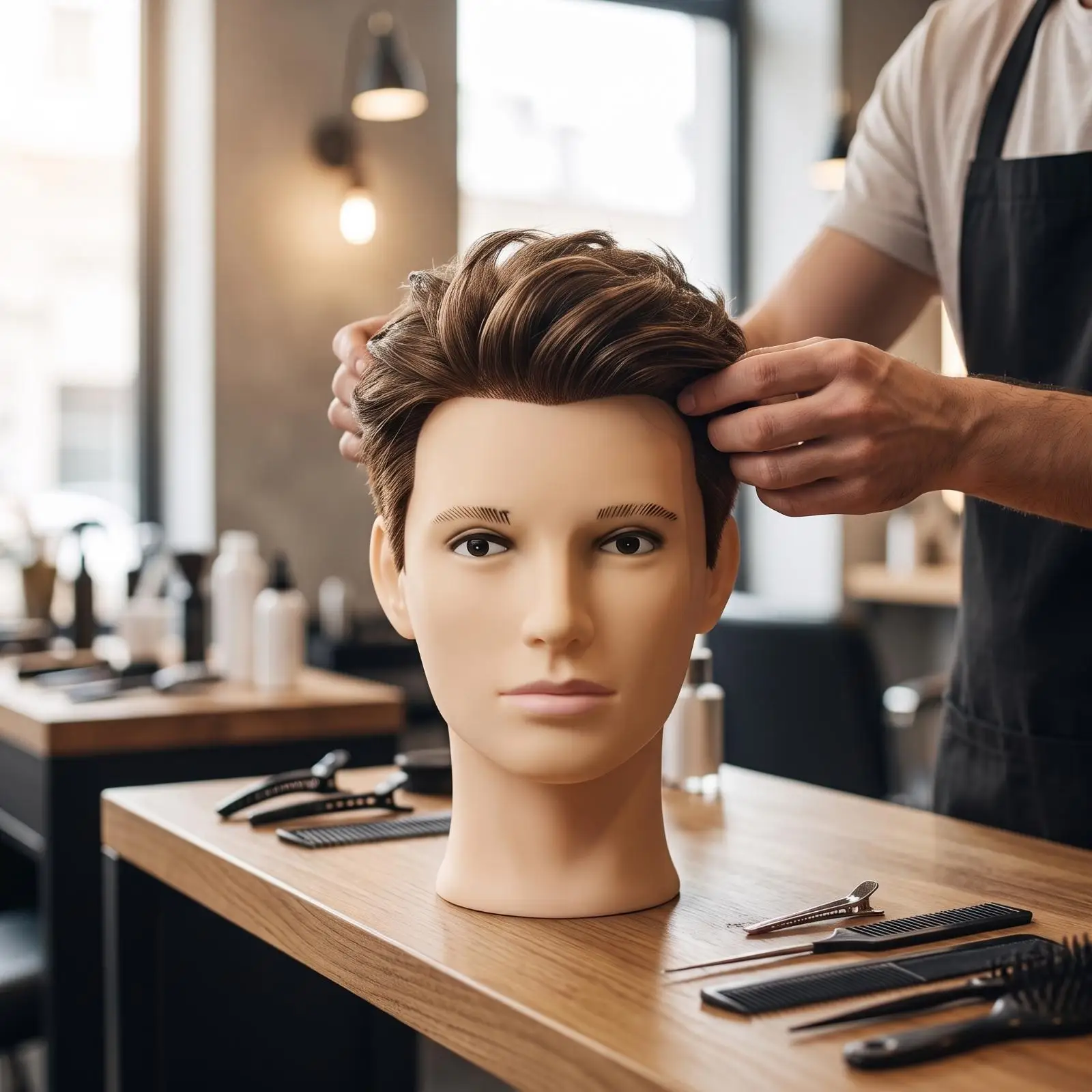 Plastic Bald Mannequin Head Display with Realistic Facial Features for Wig Hat and Helmet Showcase in Salon Retail Store 3