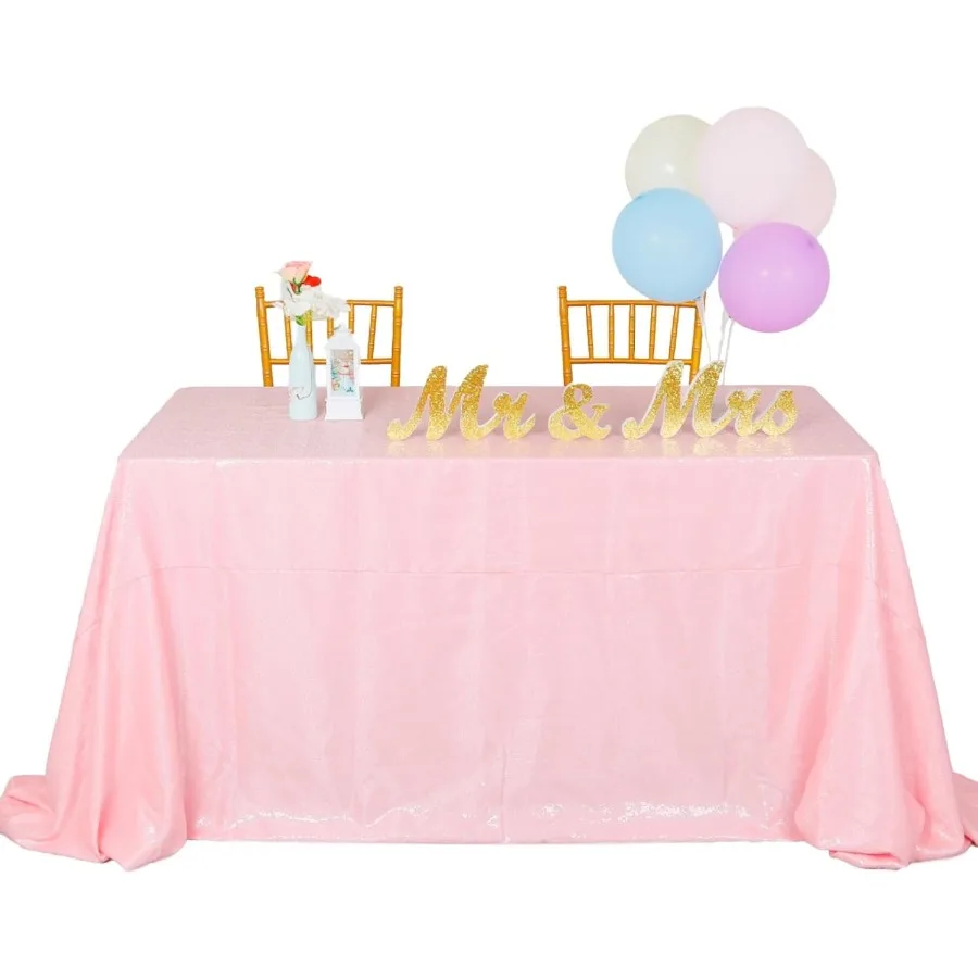 

ShimmerBaby PinkSequin Tablecloth Rectangle Sequin Table Overlay 50x72inch Wholesale Shiny Elegant Sequin Table Cloth for Baby