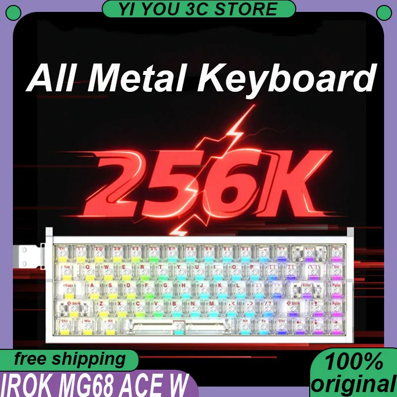 

Irok MG68 ACE W Wireless Tri-mode Magnetic Axis Mechanical Keyboard 68Keys 10000mAh RT0.001mm MG68 PLUS PC Esports Keyboards