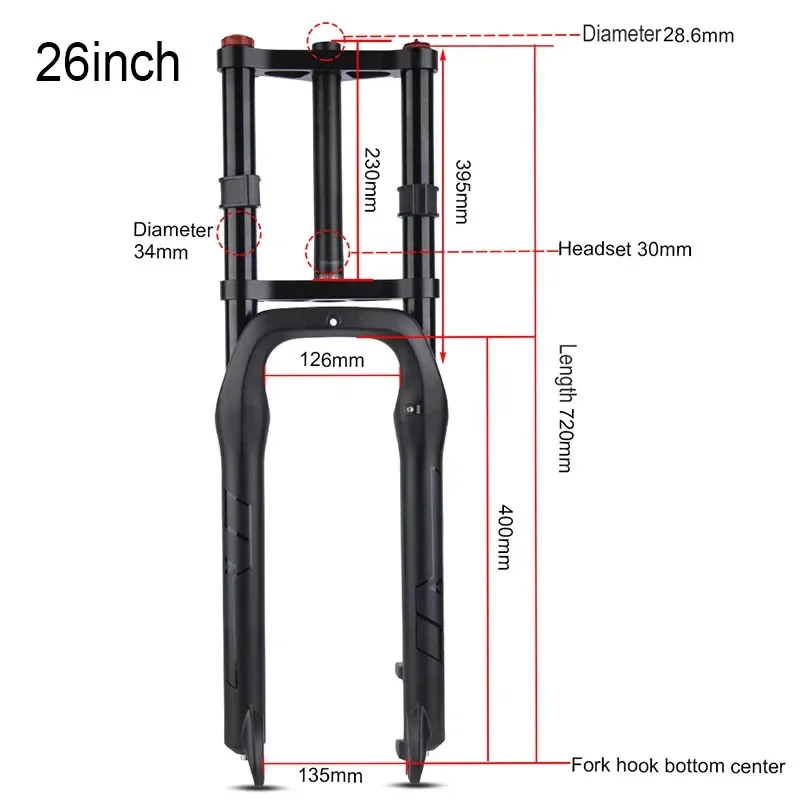 Bolany Double Shoulder Air Suspension Fatbike 26/20 pollici Mtb forcella ammortizzatore posteriore per Fatbike 26x4 20x4 Dirt Bike elettrica