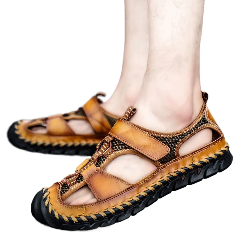 

Men's Roman Beach Sandals Sandalias De Hombre De Cuero Cungel Men Genuine Leather Summer Casual Shoes