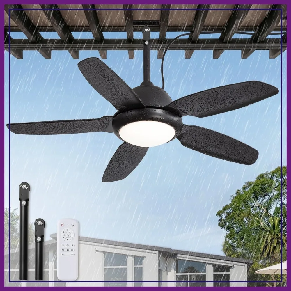42 Inch Waterproof Outdoor Ceiling Fan with Lights and Remote, IP65 Wet Rated DC Motor Fan for Patio, Porch, Pergola
