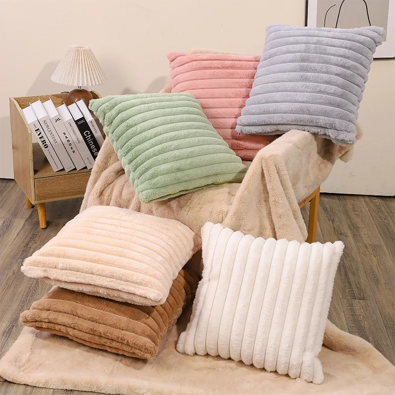 

Short Plush Pillow Case 40/45/50cm Rabbit Fur Soft Cushion Cover Sofa Chair Couch Pillowcase Home Seat Bed Decorative