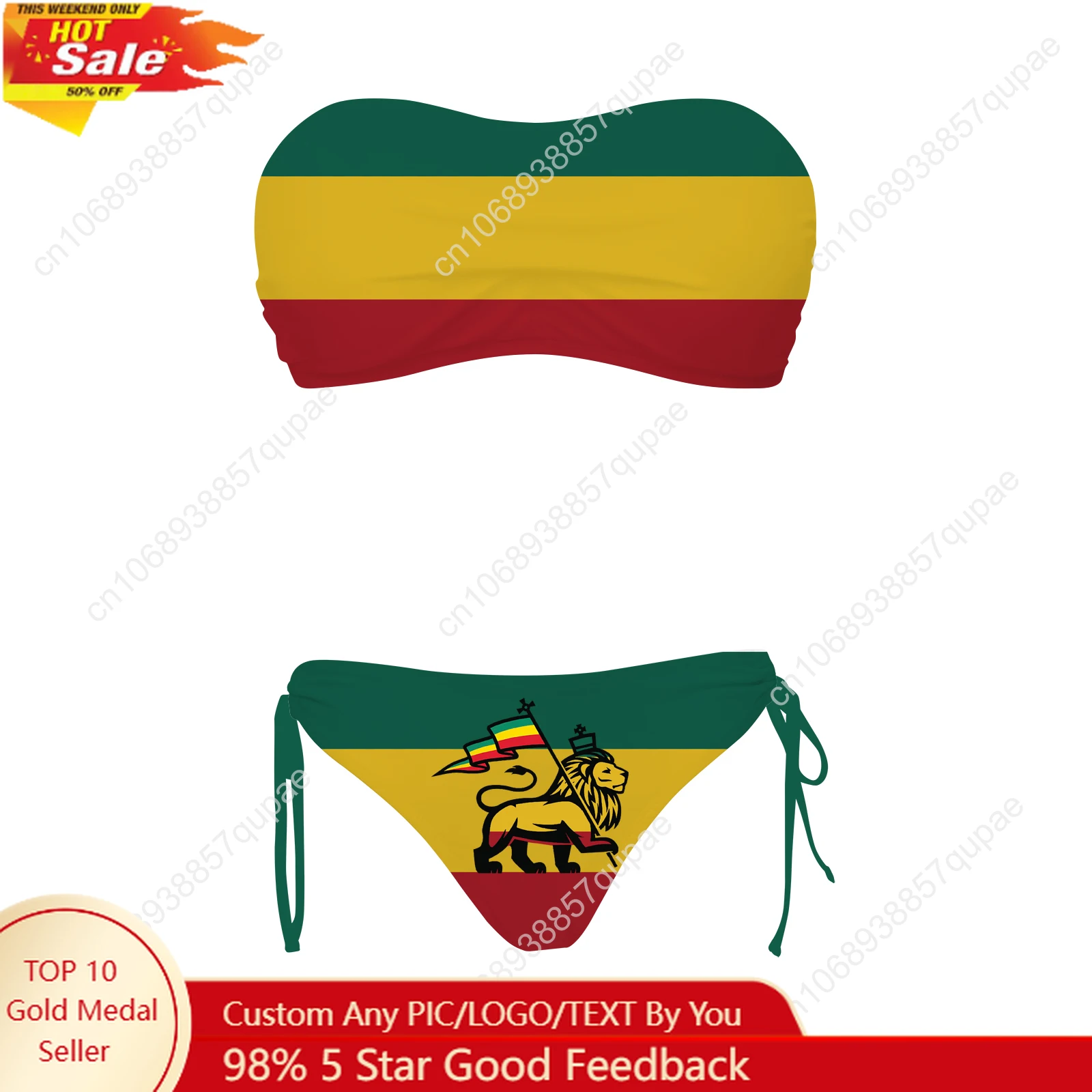 

Reggae Rastafarian Rasta Lion Of Judah Swimsuit Womens Drawstring Two Piece Set Bathing Suits Swimwear Beach Bikini Beachwear