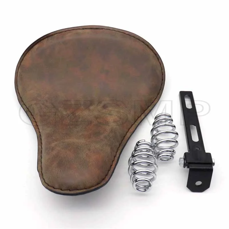 Motorcycle Spring Solo Seat Distressed Soft LeatherCushion Mounting Kit For Sportster Bobber Chopper Heritage Springer Softail