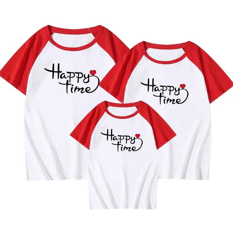 Casual Cotton Soft Comfortable Short Sleeves Tops Family Matching Clothing Tees Letters Printing Couple T Shirts Family Outfits