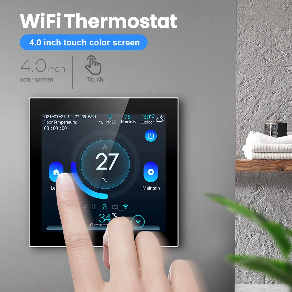 AVATTO Smart Floor Thermostat,Tuya WiFi Electric/Water Heating Temperature Controller,Smart Work With Alexa Google Home Alice