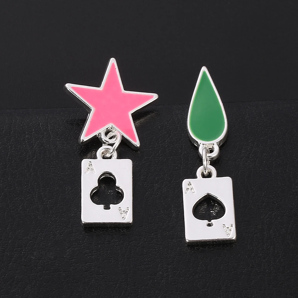 Hisoka Cartoon Personality Earrings Pentagram Tear Drop Mark Ear Pendant Minimalist Design Fashion Jewelry for Fans