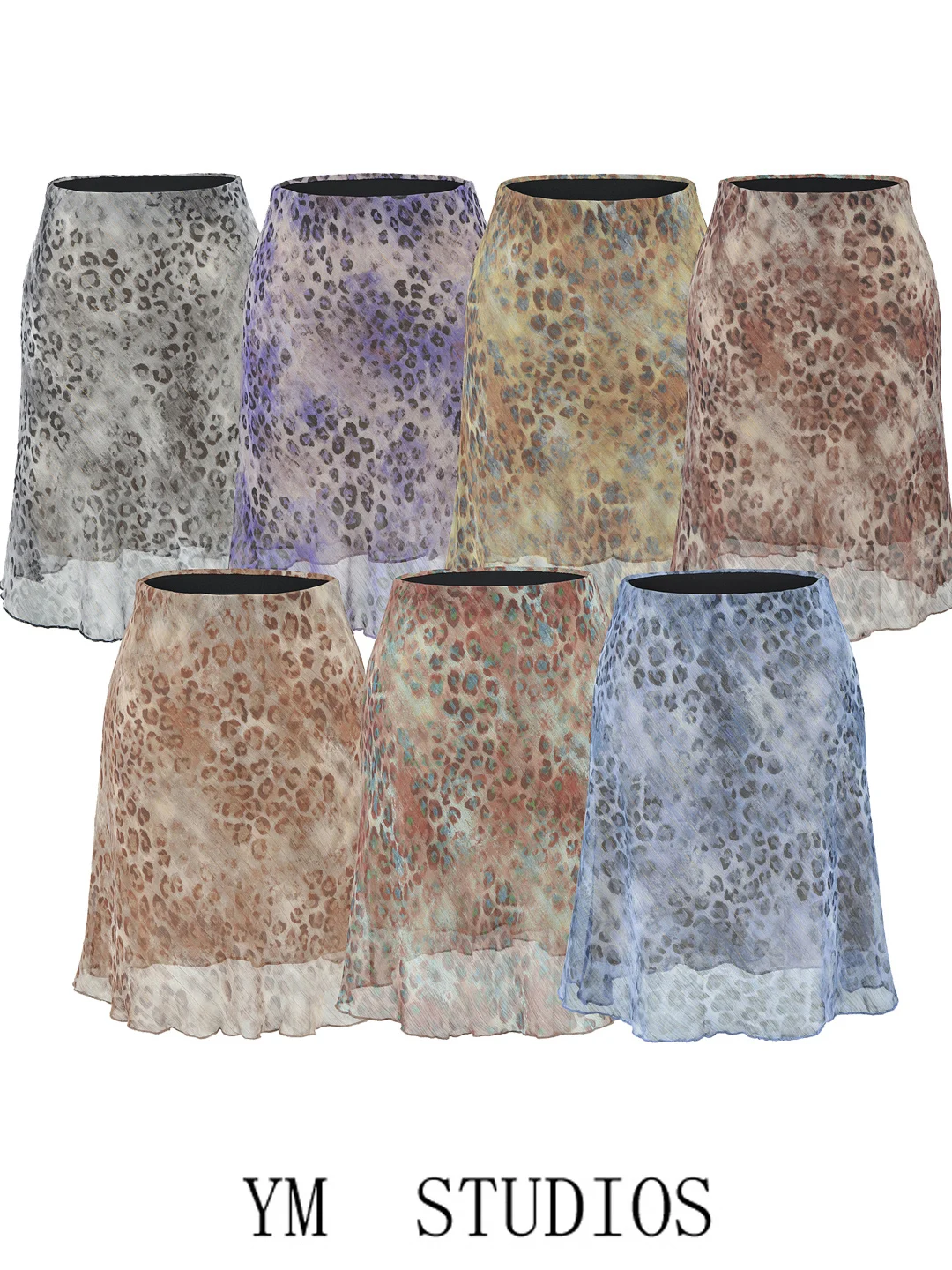 High Waist Slim Fit Half Skirt Women's Fashion Vintage Gold Thread Leopard Print Oblique Cut Short Skirt for Ladies